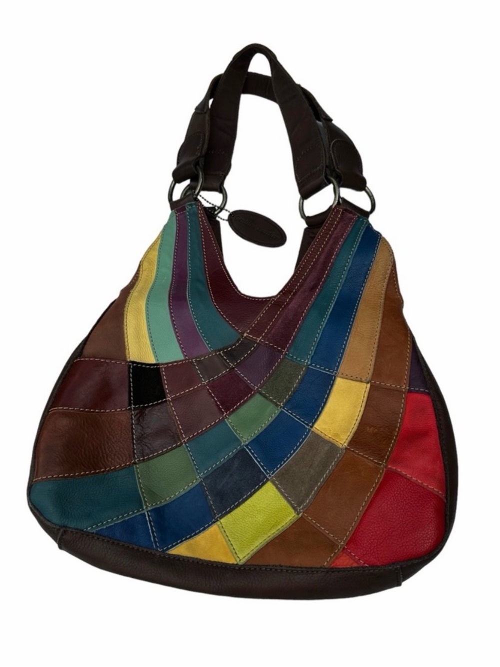 Vintage Wilson’s Leather Y2K Leather Patchwork Rainbow Hobo Bag